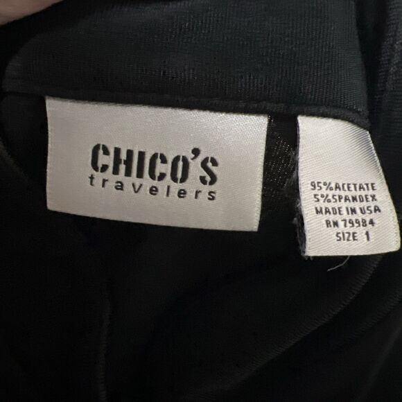 Chico's Travelers Jacket Blazer Black Button-up Loose Packable Size 1 = M 8 - Picture 3 of 5